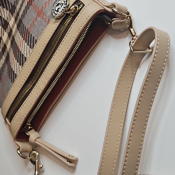 Spartina 449 Wymberly Plaid Linen Leather Crossbody Bag, NWOT - Picture 9 of 14